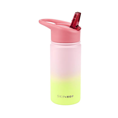 Skip Hop Stainless Steel Water Bottle with Straw - Ombré Pink