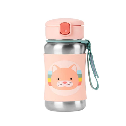 Skip Hop Zoo Stainless Steel Straw Bottle - Cat