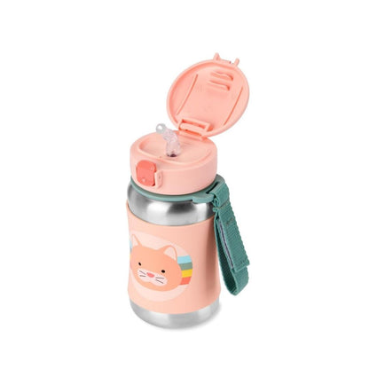 Skip Hop Zoo Stainless Steel Straw Bottle - Cat