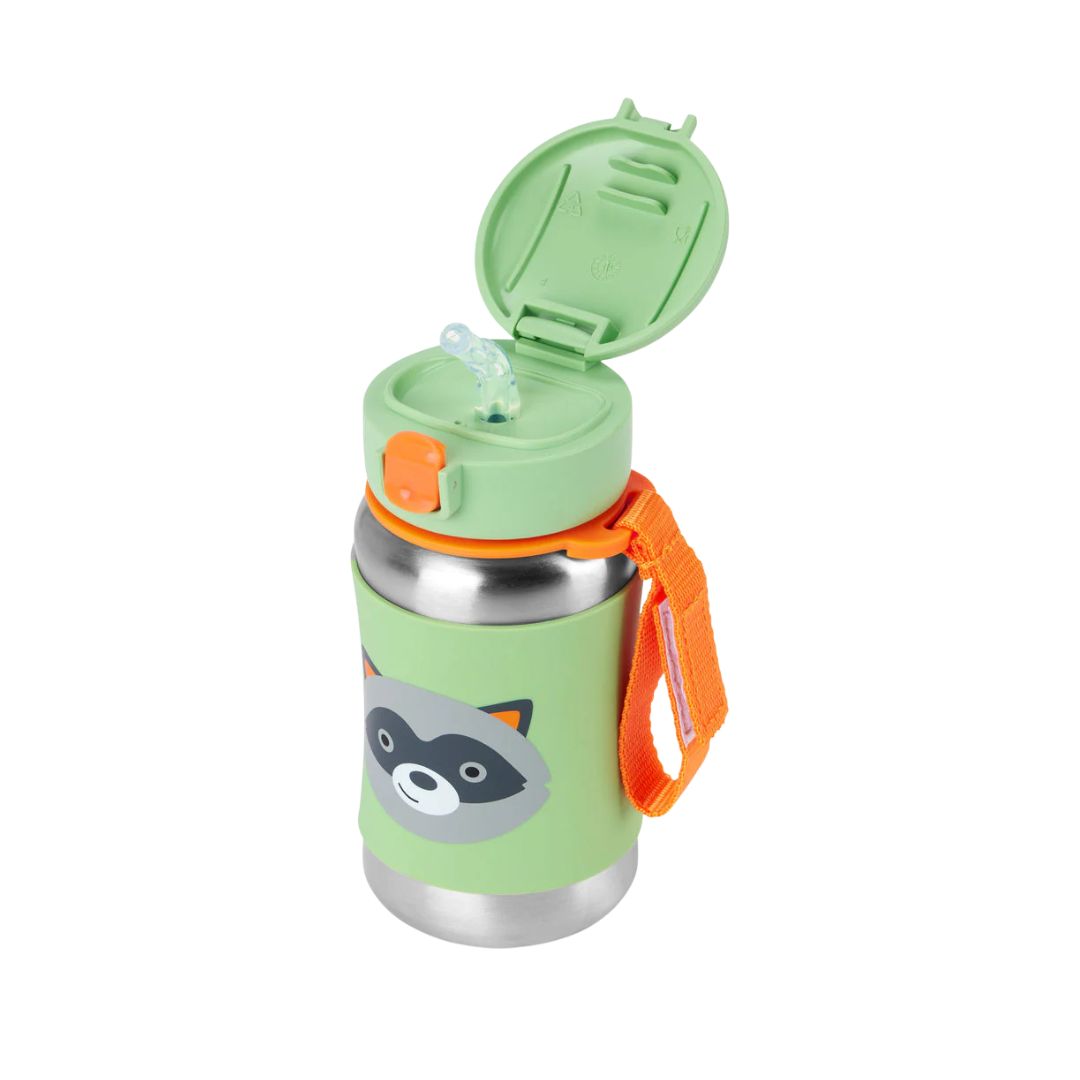 Stainless Steel Raccoon Straw Water Bottle