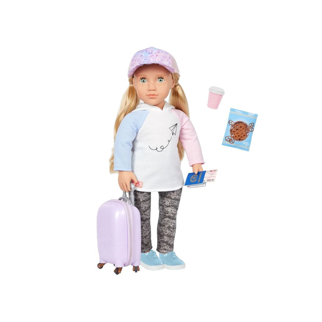 Our Generation Ari Travel Doll with Wheeled Luggage