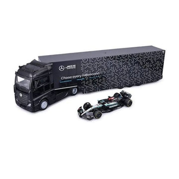 Bburago 1:43 Scale Mercedes-Semi Truck & Race Car Set