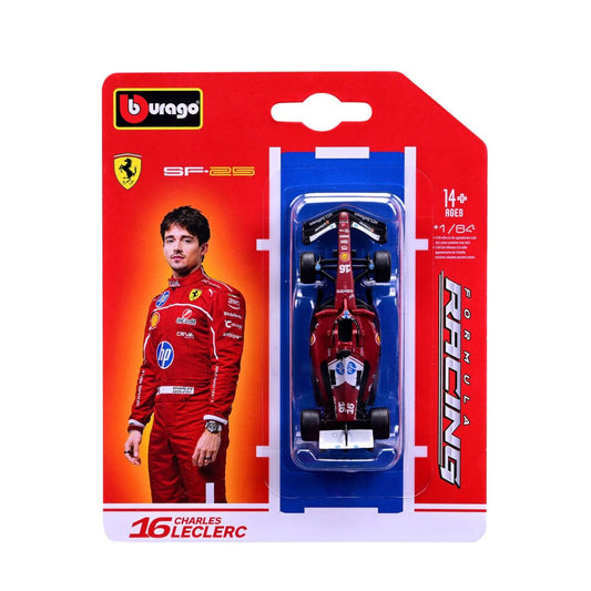 Shop the Bburago 1:64 scale F1 2025 #16 Charles Leclerc die-cast car! Features authentic team livery, sponsor decals, and sleek rolling wheels.