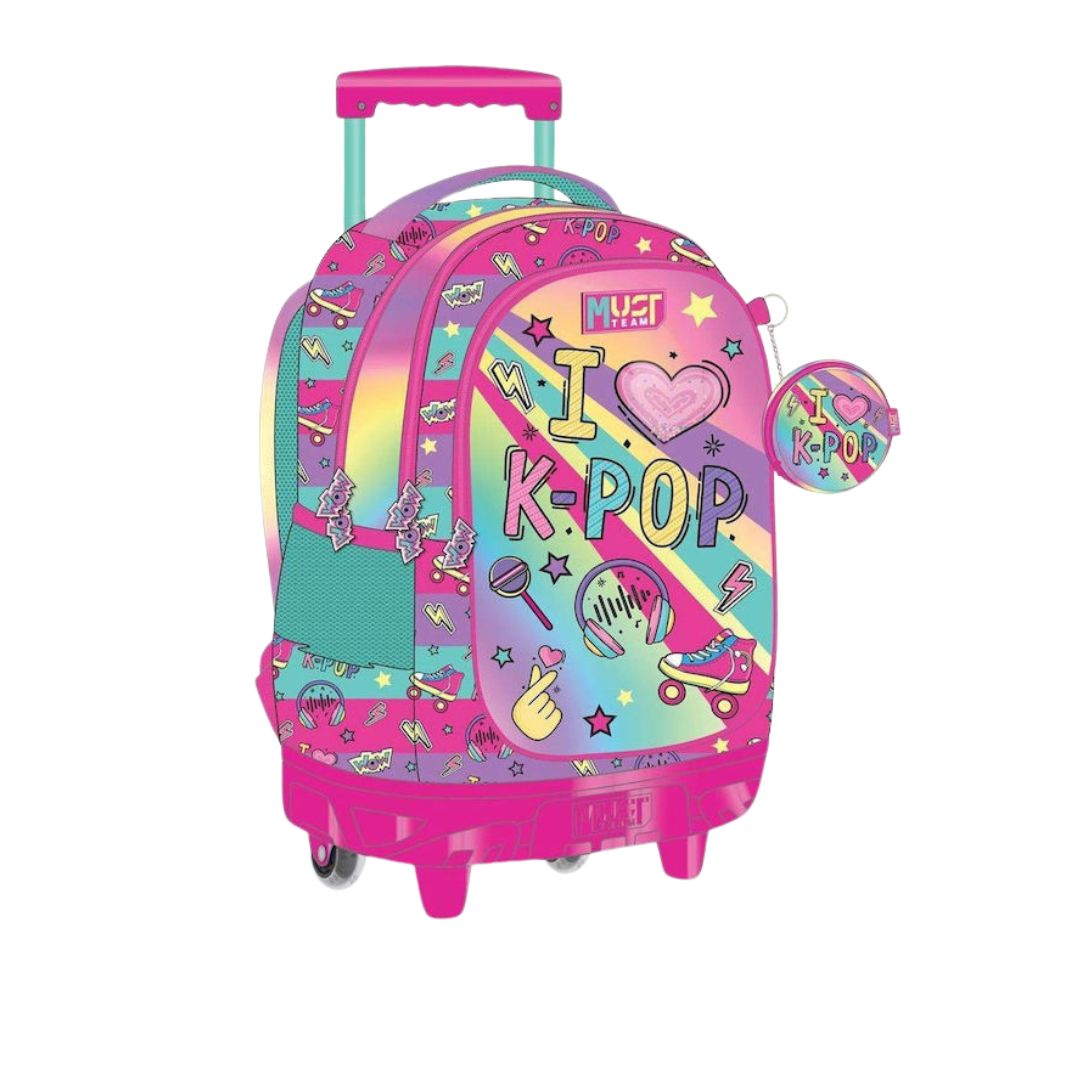 Must School Trolley Backpack I Love K-Pop