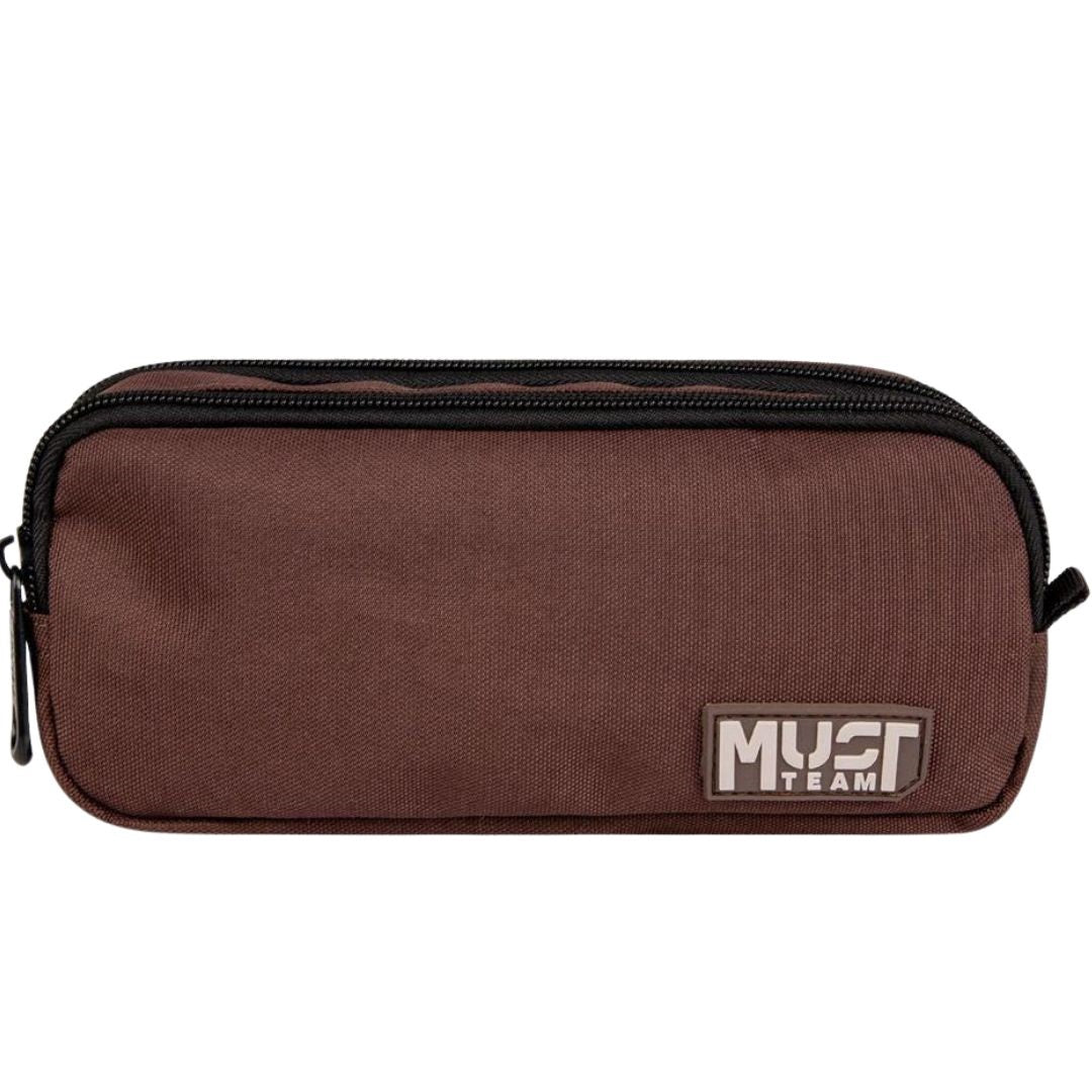 Must Pencil Case Barrel Monochrome Brown with Beige
