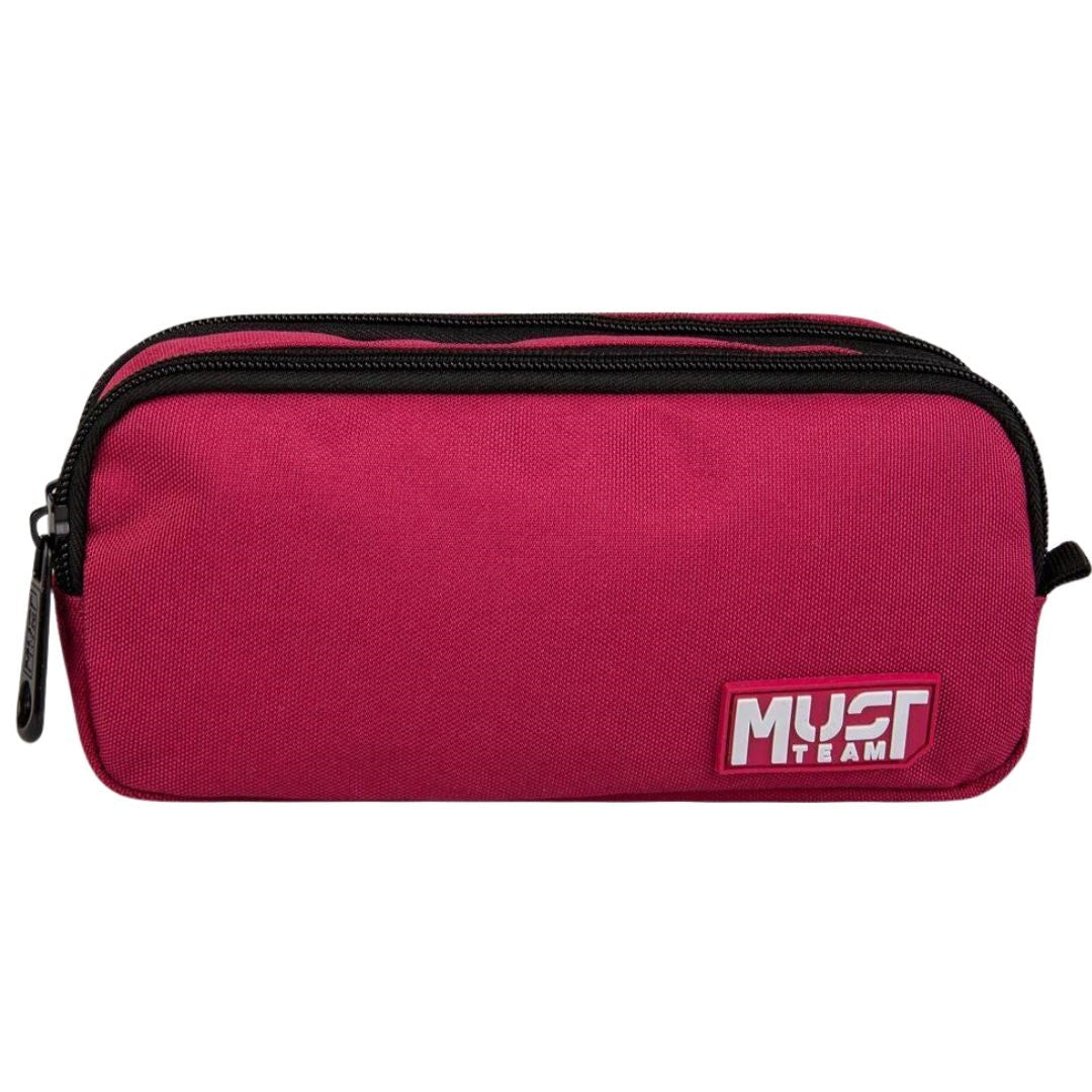 Must Pencil Case Barrel Monochrome Bordeaux with Gray