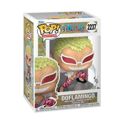 Funko Pop! Animation vinyl figure of Doflamingo from One Piece, shown in its original window box packaging against a white background.