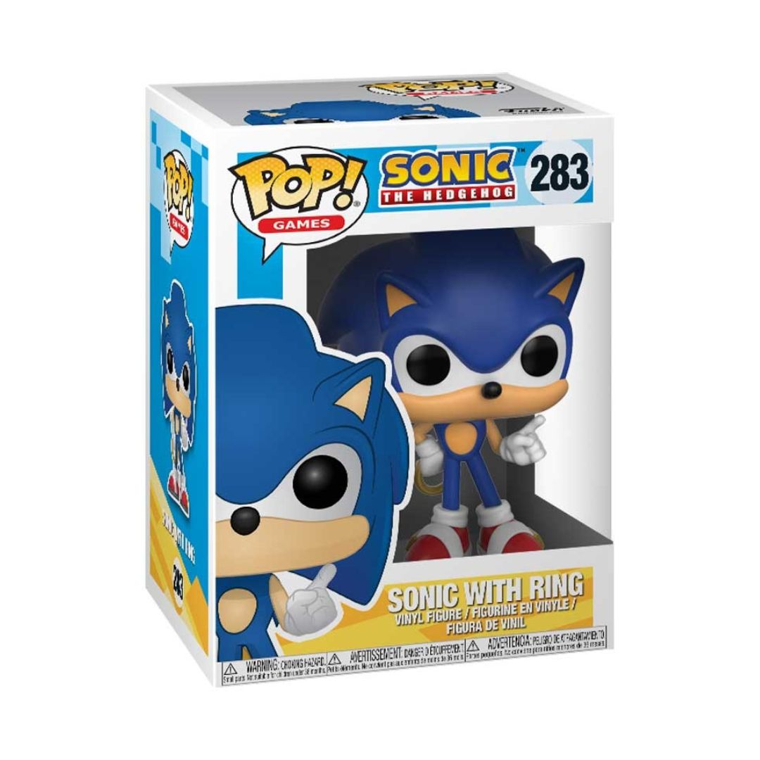 Funko Pop! Games vinyl figure of Sonic the Hedgehog number 283, shown in its original window box packaging against a white background.
