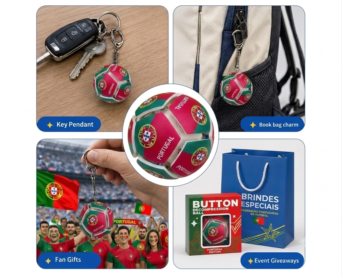 World Cup 2026 National Flag Soccer Keychain- Portugal