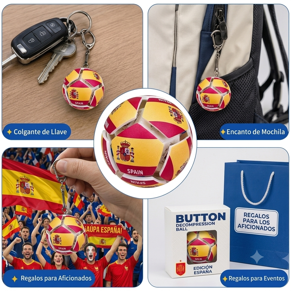 World Cup 2026 National Flag Soccer Keychain- Spain