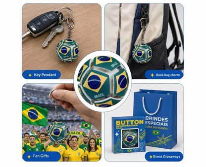 World Cup 2026 National Flag Soccer Keychain- Brazil