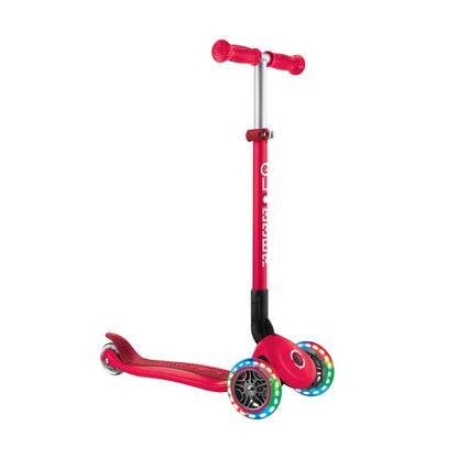 Globber Primo Foldable Lights 3-Wheel Scooter (Red)