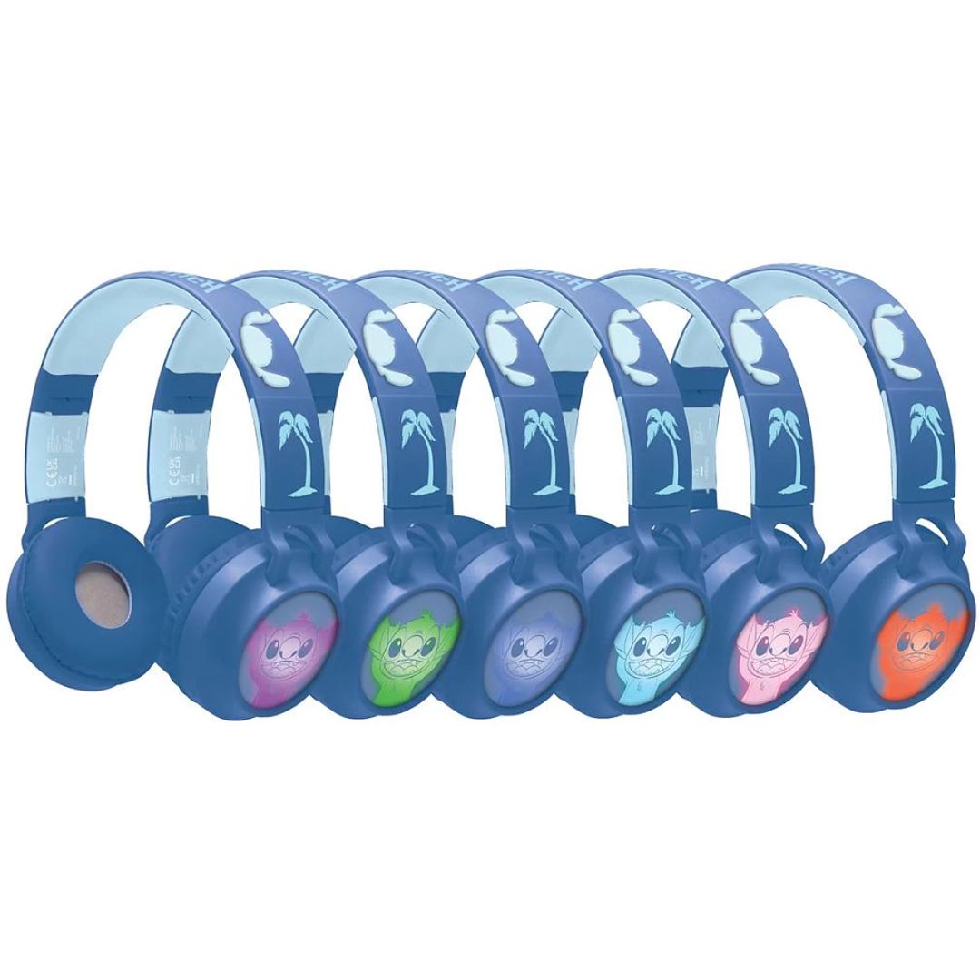 Lexibook Stitch Foldable Bluetooth and Wired Light-Up Headphones