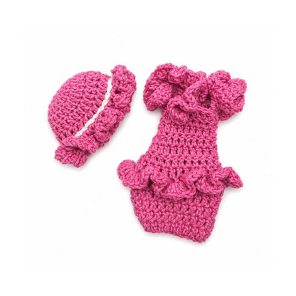 LéArts Handmade Crochet Doll Dress & Hat Set (Candy Pink)