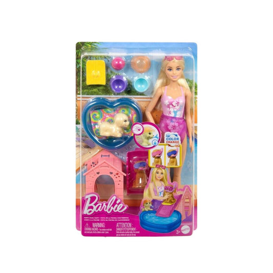 Mattel Barbie Puppy Pool Party Aloha Blonde Doll playset