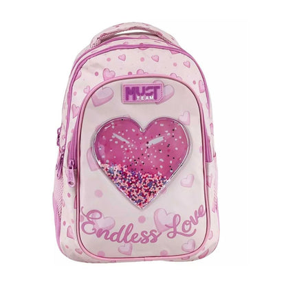 Shop the Must Team 16" Endless Love 3-Compartment Backpack Set! Includes a matching filled pencil case, ergonomic padded straps, and durable polyester fabric.