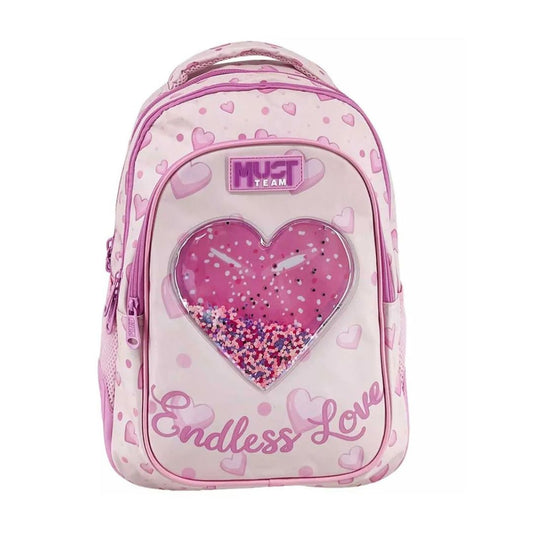 Shop the Must Team 16" Endless Love 3-Compartment Backpack Set! Includes a matching filled pencil case, ergonomic padded straps, and durable polyester fabric.