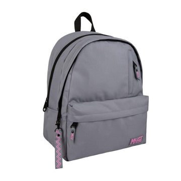 Shop the Must Team Monochrome 17" Light Grey w/ Pink 2-Compartment Backpack! Features modern grey/pink styling, 2 zippered cases, ergonomic padded straps, and durable fabric.