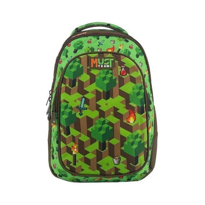 Shop the Must Team Video Game Minecraft 3-compartment school backpack (39x27x17 cm)! Features 18L capacity, pixel graphics, and ergonomic spine support.
