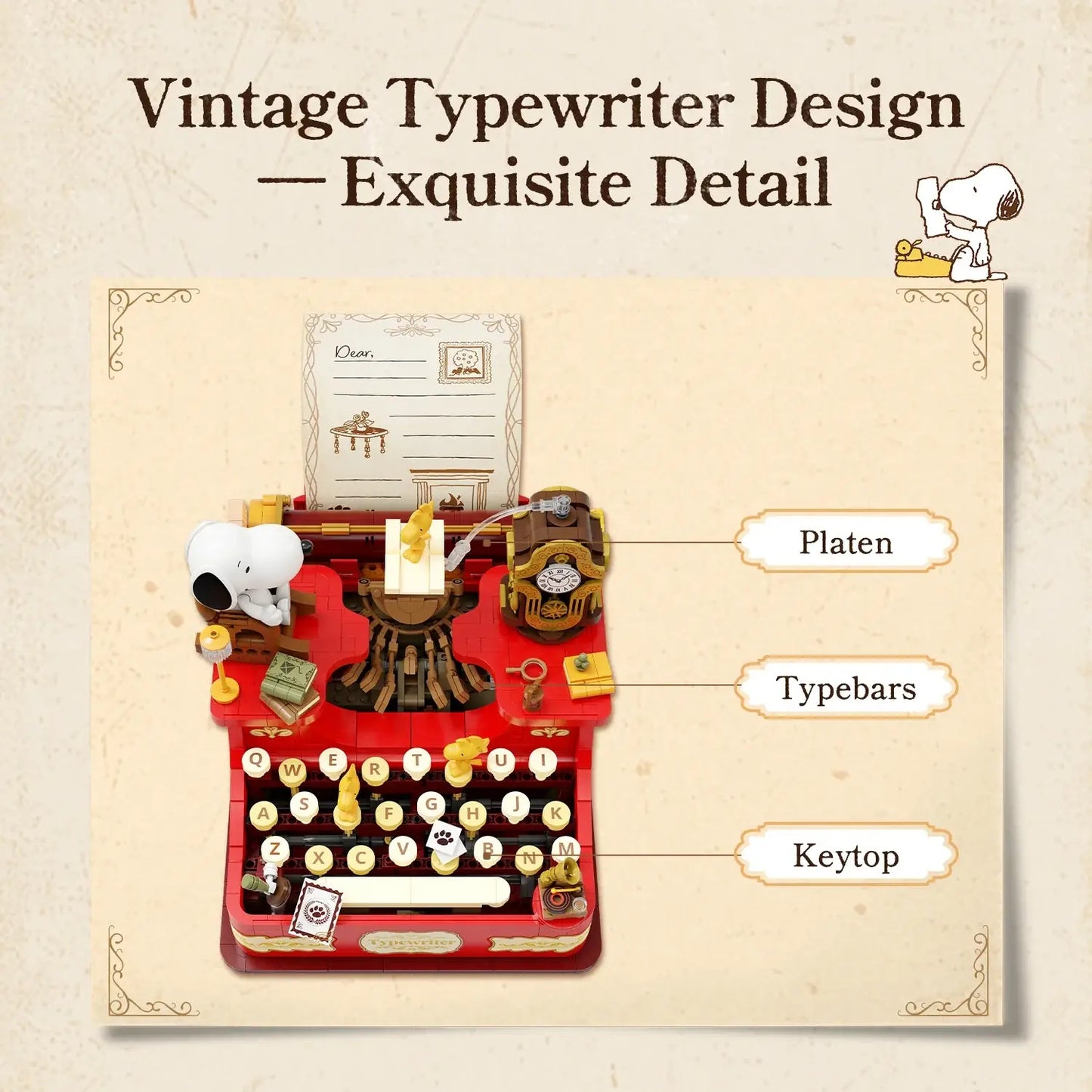 Pantasy Snoopy Typewriter Brick Building
