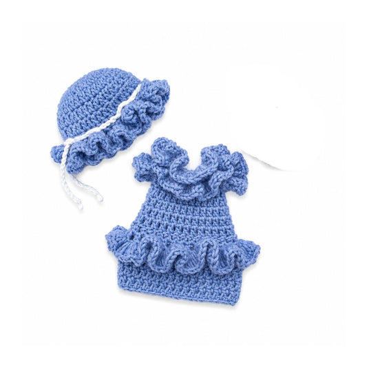 LéArts Handmade Crochet Dress & Hat Set (Blue)