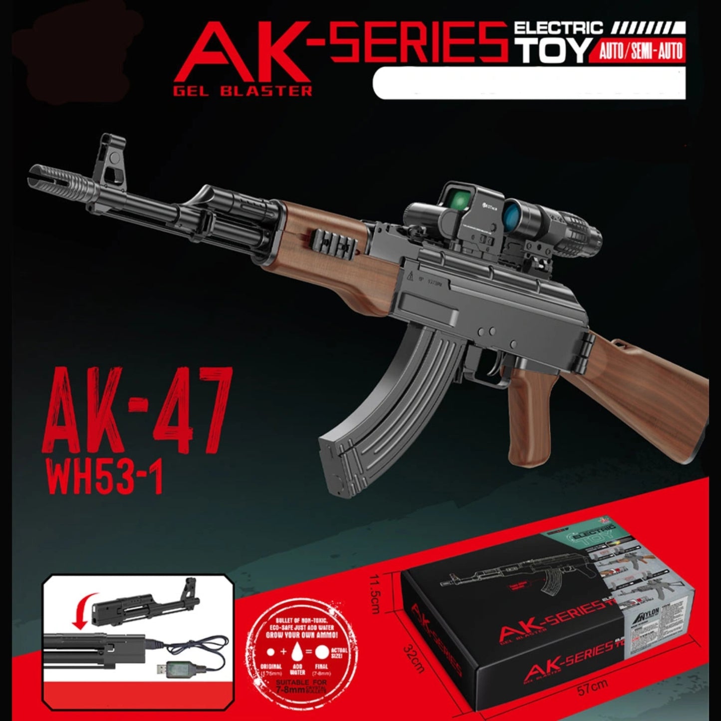 Ak-47 Electric Single Fired Water Cannon