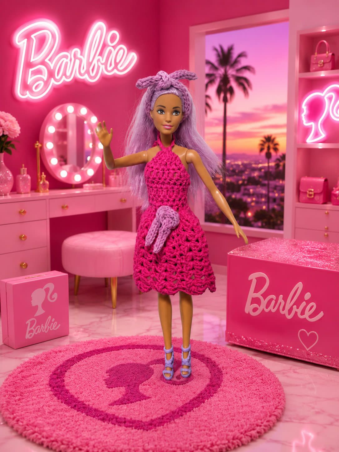 LéArts Handmade Doll Outfit & Accessories Set (Light Pink)