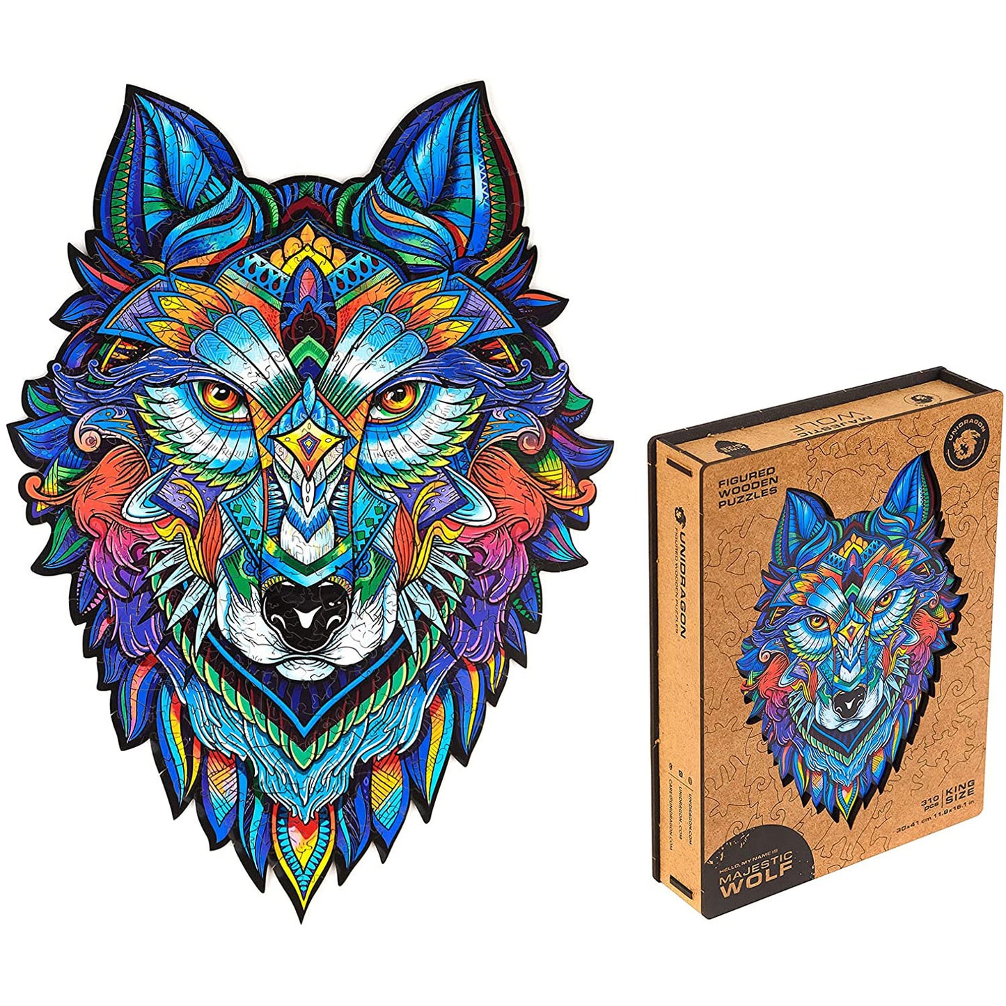 Wooden Puzzle Majestic Wolf Size King Size