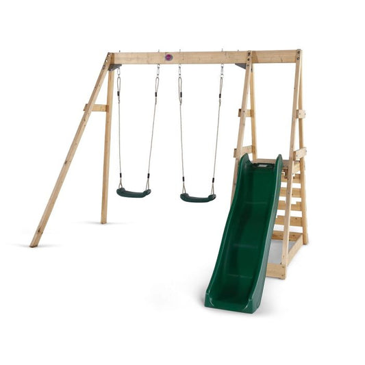 Plum Wooden Swing And Slide Set