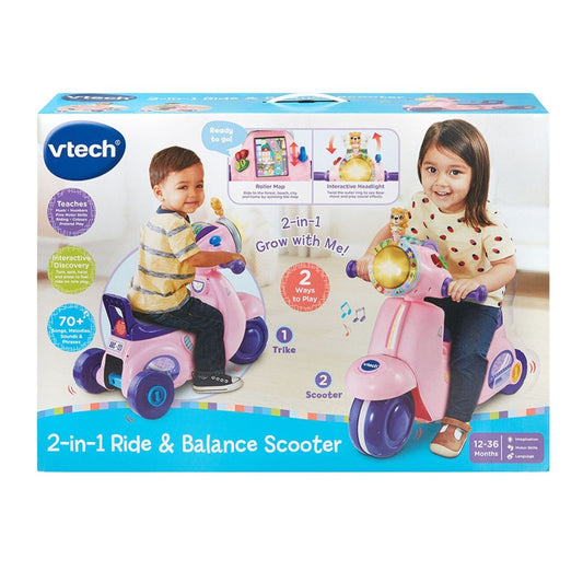 VTech 2 In 1 Ride & Balance Scooter Pink Ride On