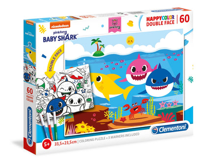 Baby Shark Puzzle Happy Color Double Face, 60 Pcs