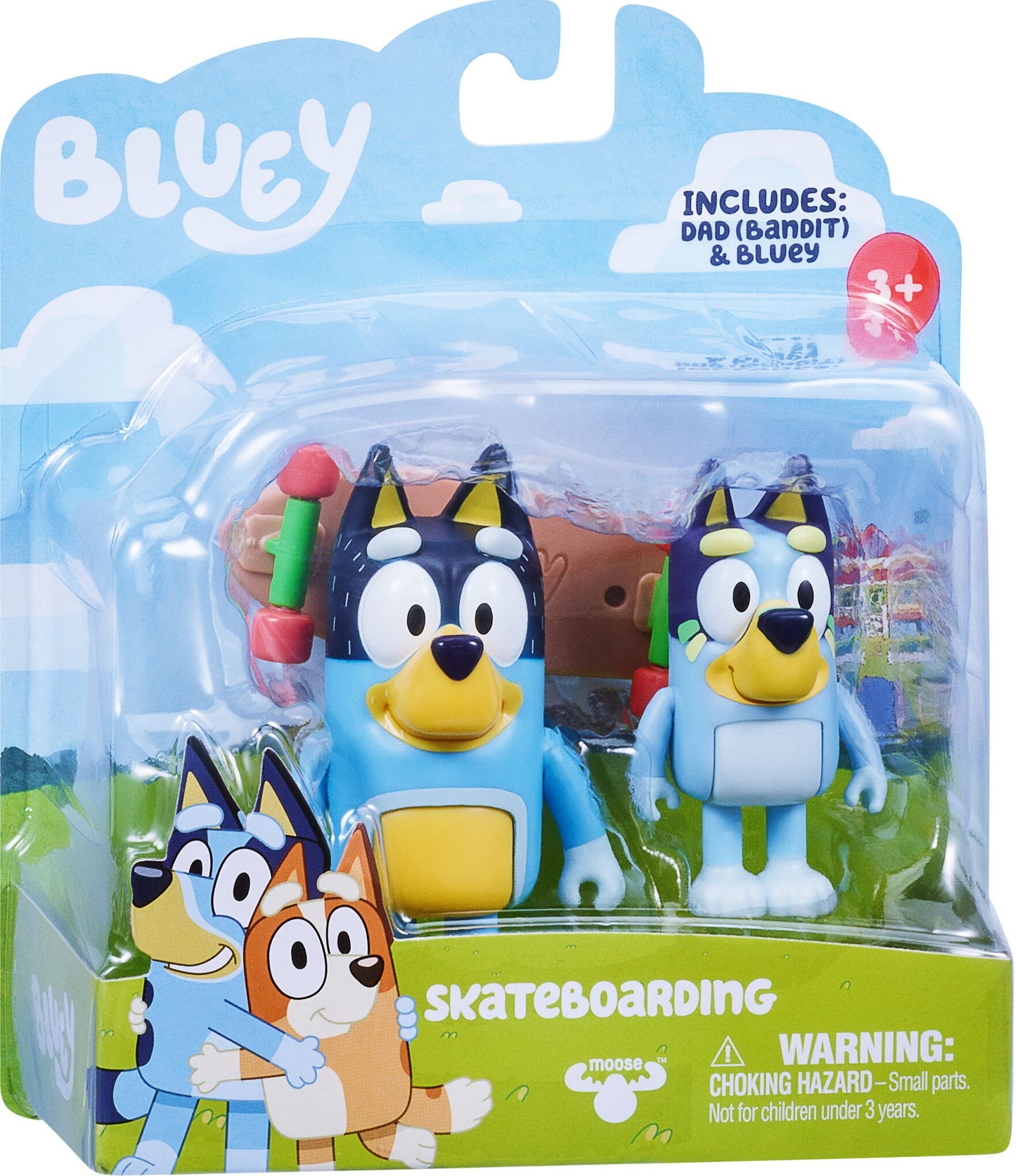 Bluey Figure 2 Pack Skateboard Bluey & Bandit