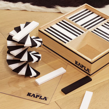 Kapla Wooden Blocks, Black/White, Box of 100