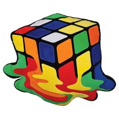 Melting Rubik'S Cube Fleece Embroidered Pillow