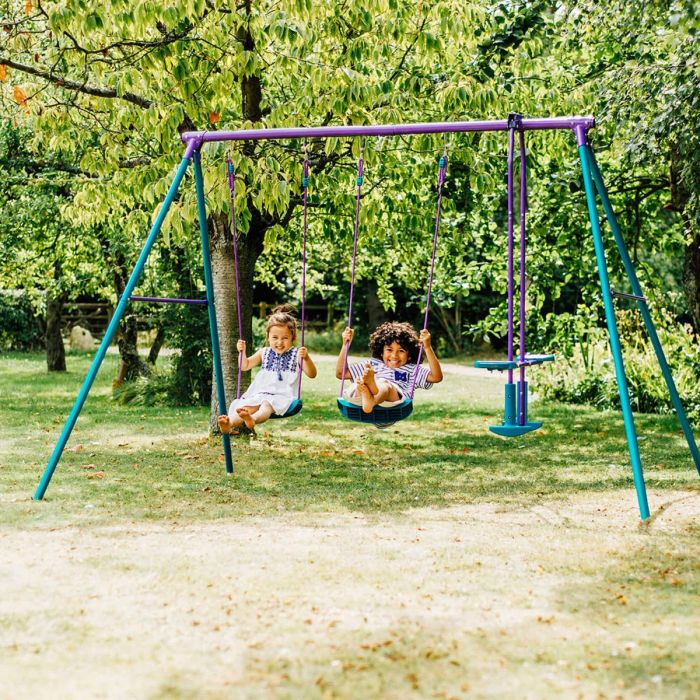 Plum Metal Double Glider Swing | Purple & Teal