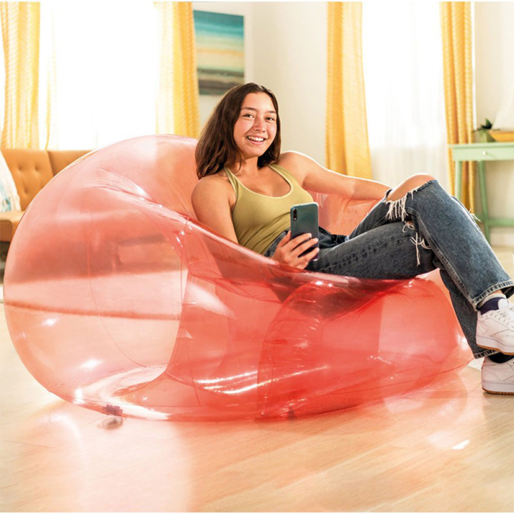 Transparent Pink Beanless Bag Chair