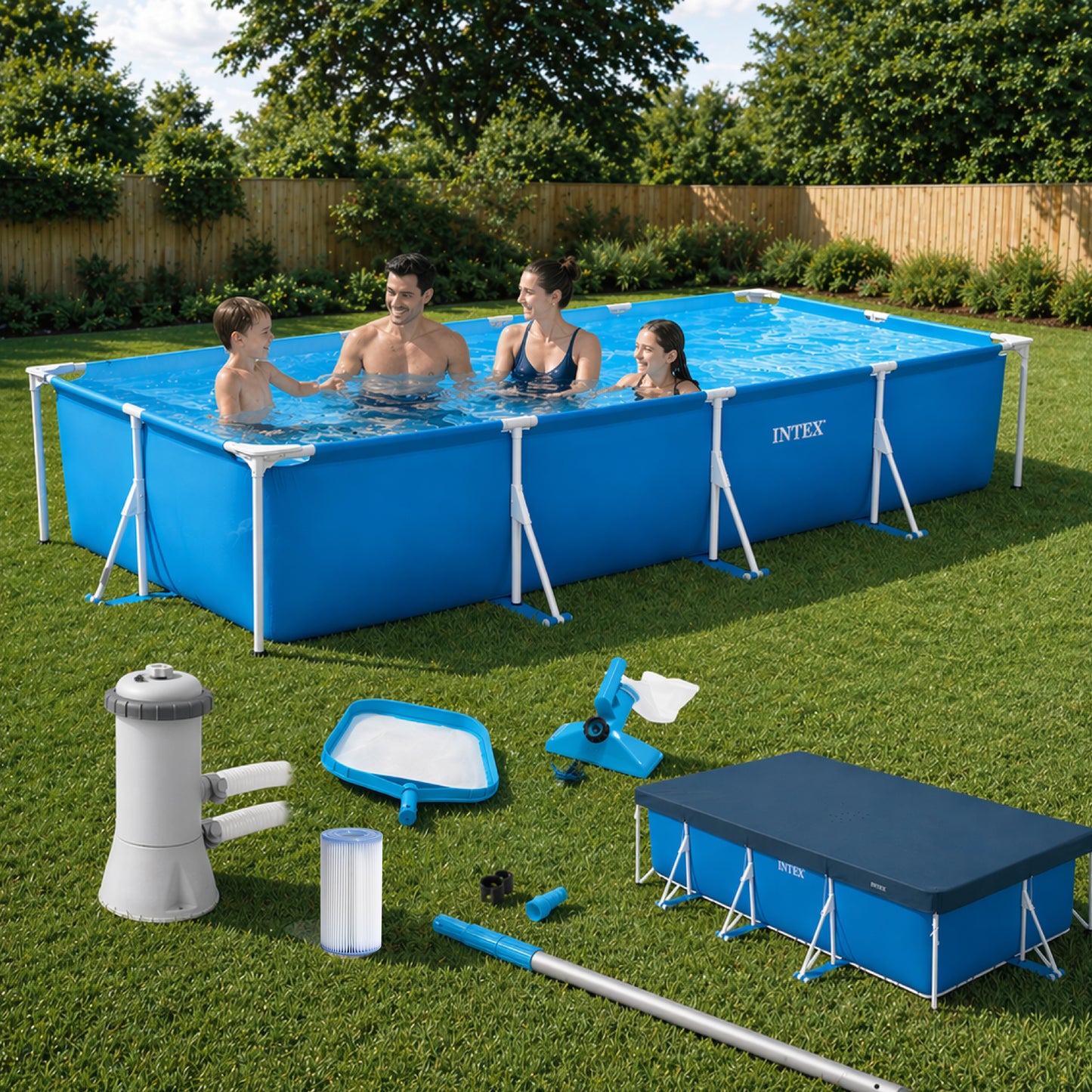 Intex Rectangular Frame Pool Bundle Deal