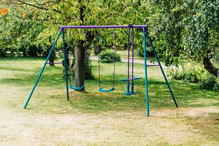 Plum Metal Double Glider Swing | Purple & Teal