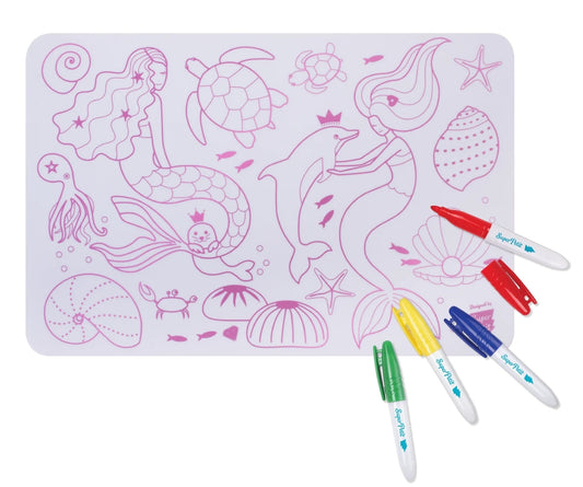 Coloring PlaceMat + 5 Erasable Markers - Mermaid