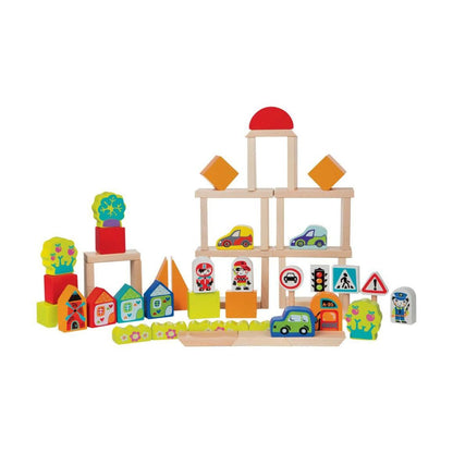Atelier Du Bois 55-Piece Wooden Building Blocks Set