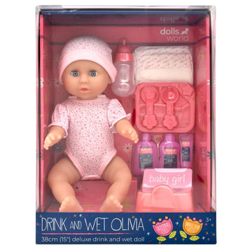 Baby World Dolls World Baby Olivia Drink and Wet doll