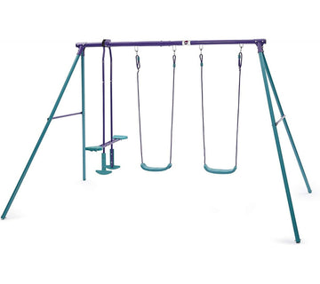 Plum Metal Double Glider Swing - Purple & Teal