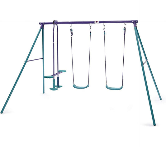 Plum Metal Double Glider Swing | Purple & Teal