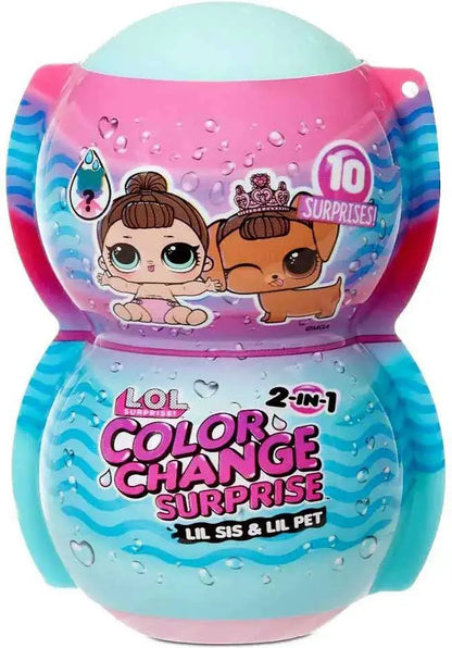 LOL Surprise 2-In-1 Color Change Surprise Lil Sis & Lil Pet Fashion Dolls