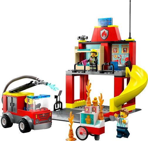 153-Piece Fire Station and Fire Truck Playset