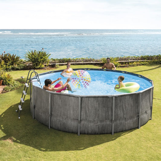 Round GreyWood Prism Premium Pool Set, 457 x 122 cm