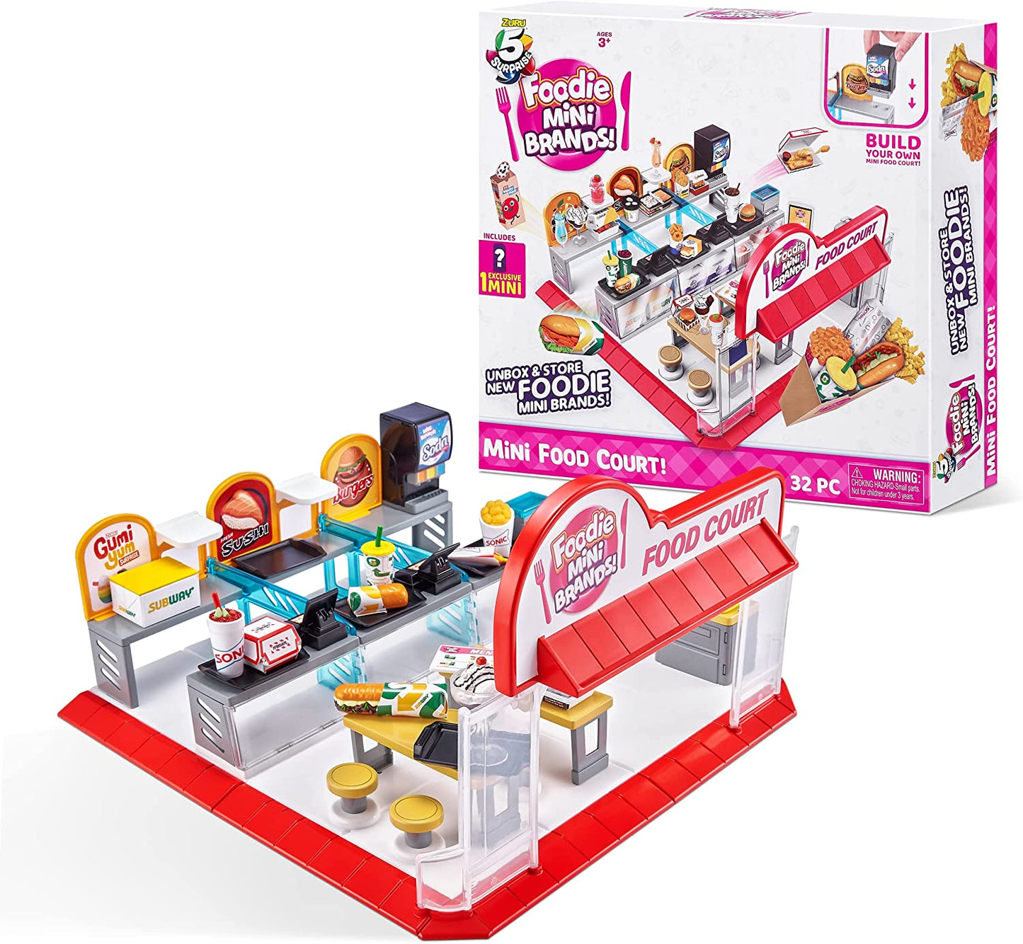 5 Surprise-Foodie Mini Brands-Series 1 Mini Food Court Playset