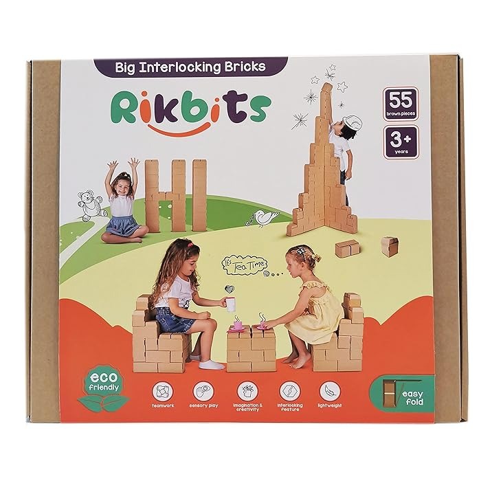 Rikbits Brown Color Building Blocks - 55 Pieces