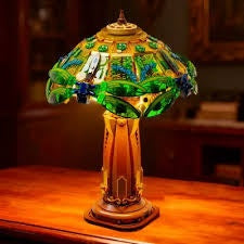 Pantasy Vintage Stained Glass Table Lamp Brick